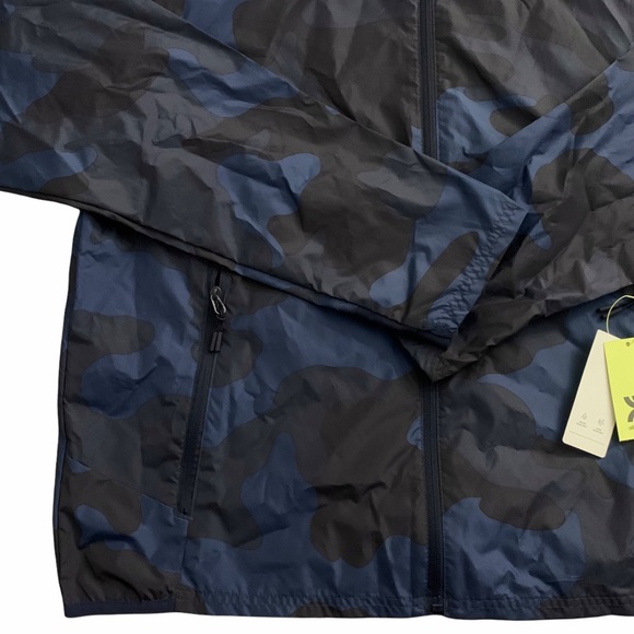 ❌ SOLD ❌ NEW Mens Navy Camouflage Windbreaker Hood Zip Jacket All in Motion L - Picture 6 of 9